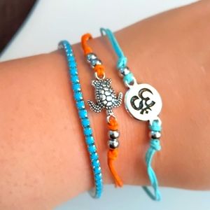 🆕 TURTLE Silver & Turquoise Ankle or Wrist Bracelet